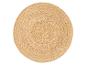 Tapis rond en jute avec une texture tissée.