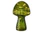 Lampe décorative verte en forme de champignon avec verre nervuré et LED blanc chaud.