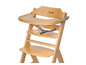 Une chaise haute en bois avec un plateau de la marque Safety 1st.