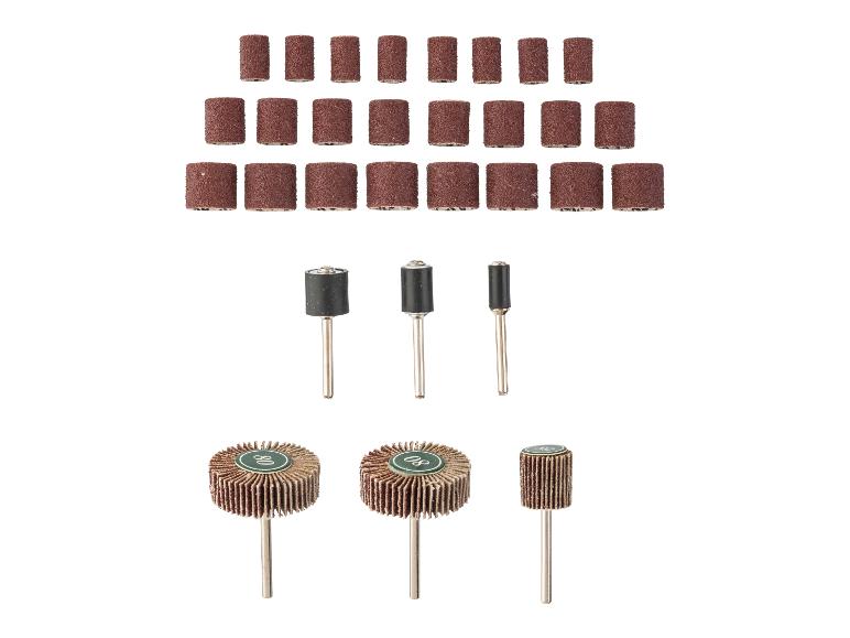 Ensemble de bandes et de mandrins de ponçage pour outils rotatifs.