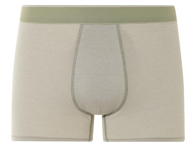 Boxers rayés beige et vert clair.
