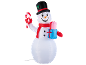 Bonhomme de neige gonflable de Noël avec canne à sucre et cadeau
