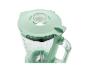 Mixeur vert avec pichet transparent et graduations, vu d'en haut.