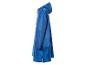 Imperméable bleu à capuche.