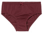 Une paire de culottes pour femmes de couleur bordeaux.