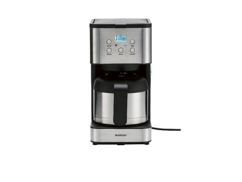 Une cafetière Silvercrest en acier inoxydable avec une carafe.