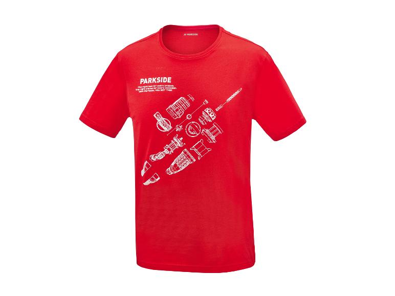 T-shirt rouge Parkside avec imprimé d'outils.