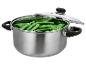 Marmite en acier inoxydable avec haricots verts et couvercle en verre