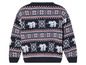 Pull de Noël avec des rennes et un motif de flocons de neige.