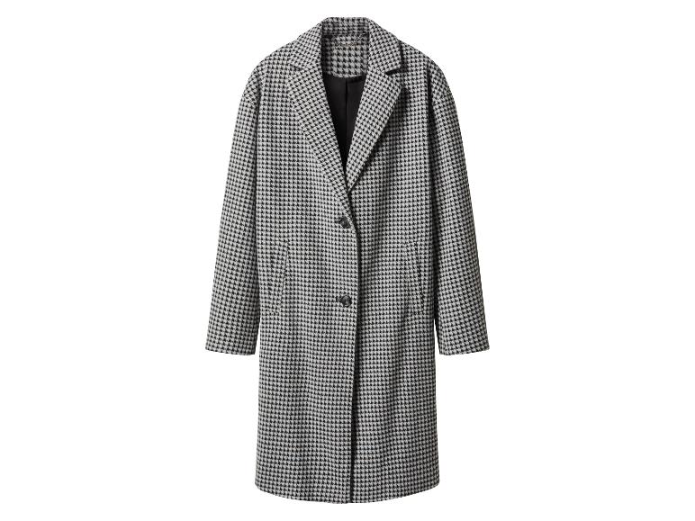 Manteau long à imprimé pied-de-poule noir et blanc