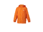 Veste orange à capuche pour enfant.