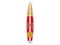 Un paddleboard Mistral avec des détails rouges et jaunes.
