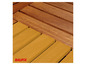Planches de terrasse en bois en deux couleurs, avec la marque Baufix.