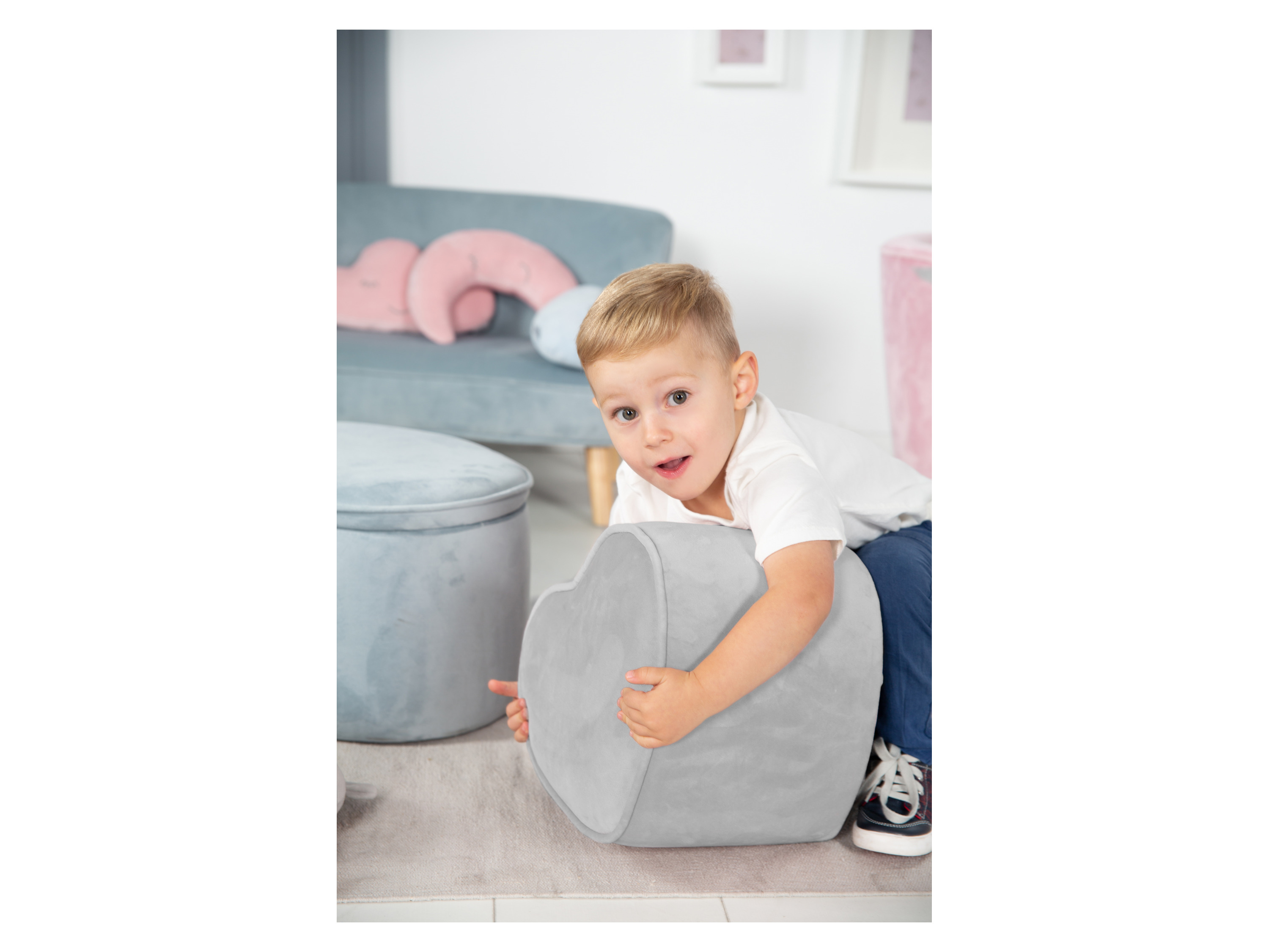 roba Pouf Coffre Ovale en Velours pour Chambre Enfant "Lil Sofa" Tabouret Avec Coffre de Rangement - vue 4