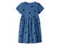 Robe bleue à manches courtes pour enfant avec des cœurs noirs.