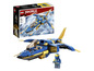 Lego Ninjago Jay's Lightning Jet EVO avec un jet bleu et une minifigure.