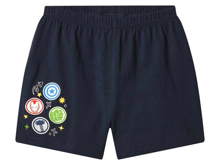 Short de pyjama bleu marine avec imprimés de boucliers de super-héros