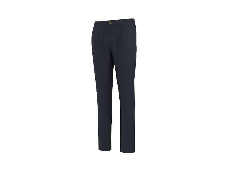 Pantalon de survêtement bleu foncé avec cordon de serrage à la taille.