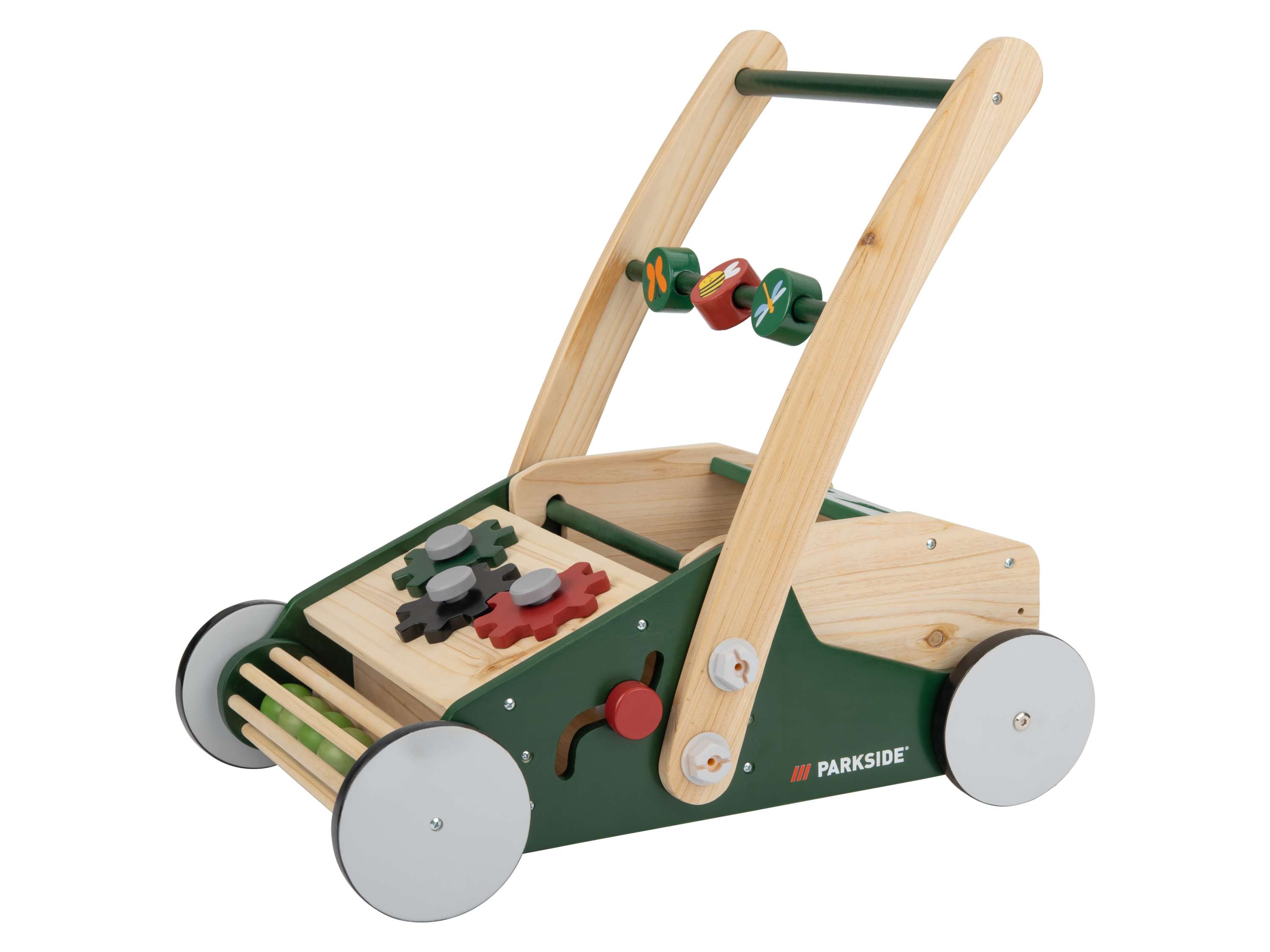 Playtive Chariot de marche avec caisse en bois amovible Pousseur avec bac en bois amovible Trottineur avec coffre en bois amovible