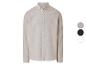 Chemise à manches longues en lin, disponible en beige, noir et blanc.