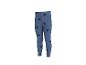 Legging enfant bleu avec motifs cœurs noirs.