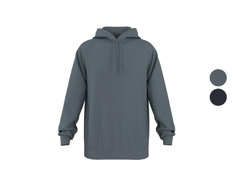 Sweat à capuche gris foncé avec cordons de serrage, sur fond blanc.