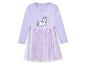 Robe pour fille violette avec un imprimé licorne astronaute.