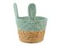Panier de rangement bicolore en corde tressée et paille avec oreilles de lapin