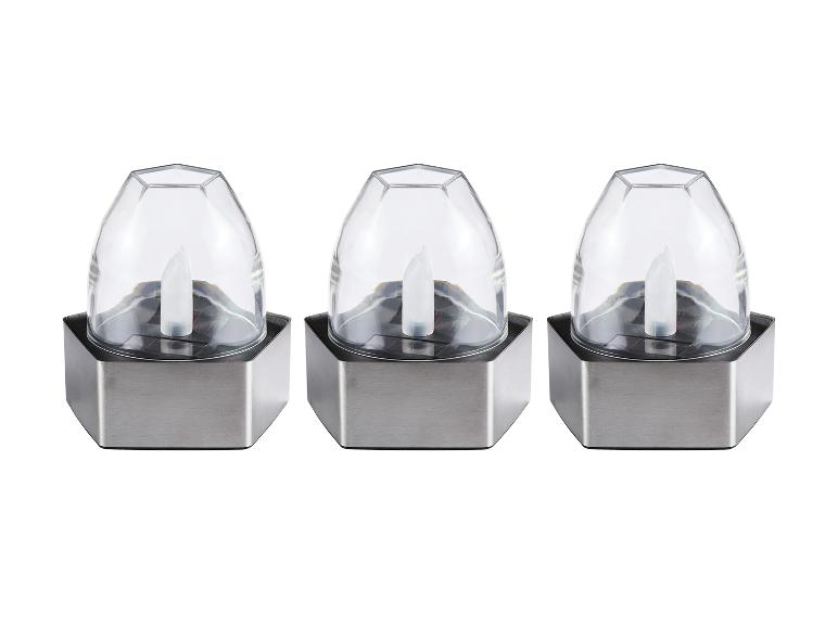 Trois lampes solaires hexagonales argentées