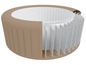Une coupe transversale d'un jacuzzi gonflable avec une coque extérieure beige.