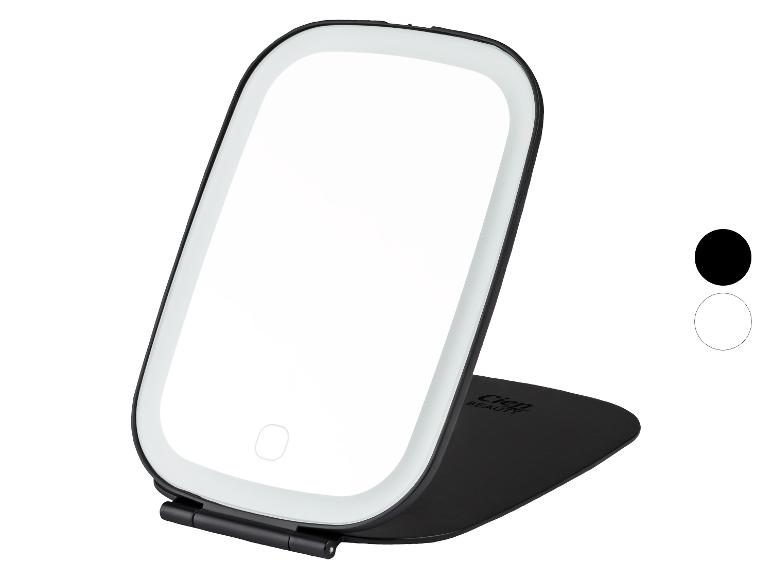 Miroir de maquillage Cien Beauty avec lumière LED, pliable, en noir.