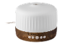 Diffuseur d'arômes blanc avec base en bois et boutons de commande