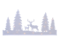 Décoration de Noël en bois avec éclairage LED, cerfs et sapins.