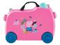 Valise enfant rose Peppa Pig à roulettes, thème tropical.