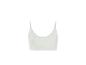 Crop top de sport femme blanc cassé à fines bretelles.