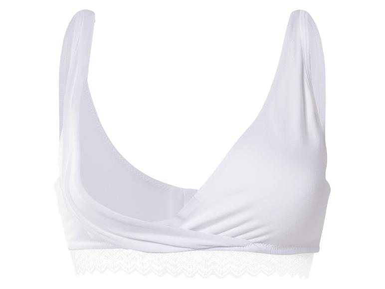 Soutien-gorge d'allaitement blanc avec détails en dentelle.