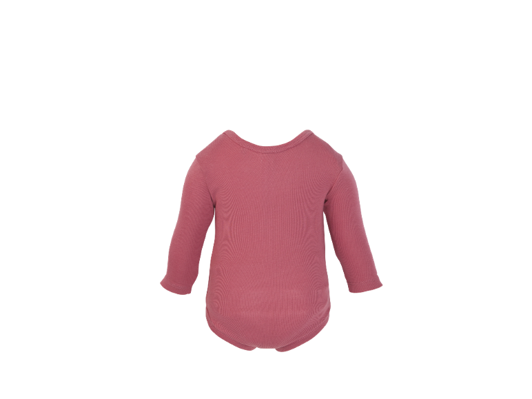 Body bébé à manches longues couleur framboise, vue de dos