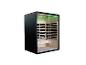 Sauna infrarouge moderne avec extérieur noir et intérieur en bois avec éclairage vert.