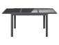 Table de jardin extensible avec plateau en verre, structure aluminium anthracite.