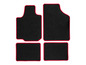 Tapis de sol de voiture noirs avec bordure rouge.