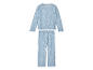 Pyjama bleu à manches longues avec imprimé cœurs.