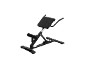 Banc de musculation du dos noir avec coussin et repose-pieds réglables.