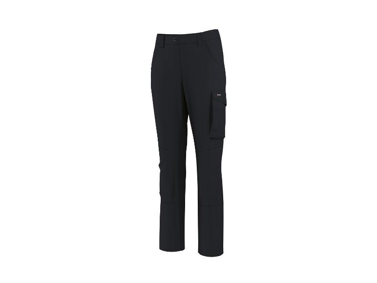 Pantalon de travail bleu foncé avec poches cargo et genoux renforcés.