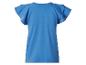 T-shirt bleu à manches courtes et volants pour femme