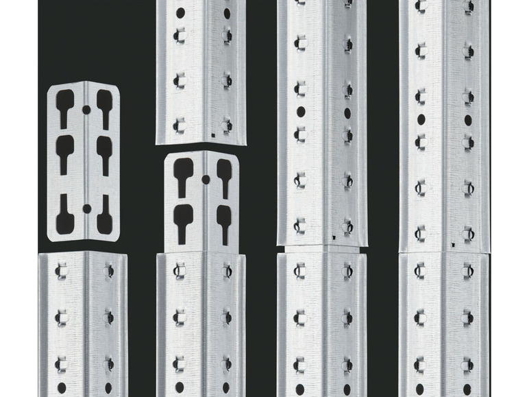 Profils métalliques pour rayonnages avec raccords d'angle