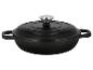 Cocotte en fonte noire avec couvercle et bouton argenté