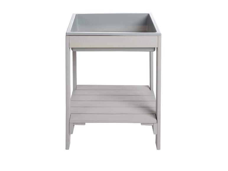 Table de lavabo grise avec une étagère en dessous
