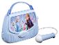 Un set de karaoké Frozen bleu avec un micro.