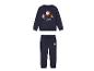 Un sweat-shirt et un pantalon de jogging bleu avec un motif de Père Noël.
