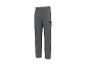Pantalon de travail gris pour homme avec poche latérale et fermeture éclair noire.
